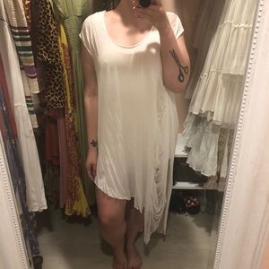 Free people long white oversized tee dress- small